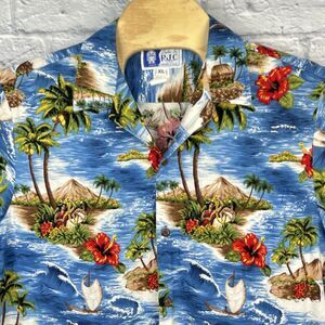 Vintage Hawaiian Shirt Styled by RJC Ltd Floral & Island Scenes Luau Party Sz XL